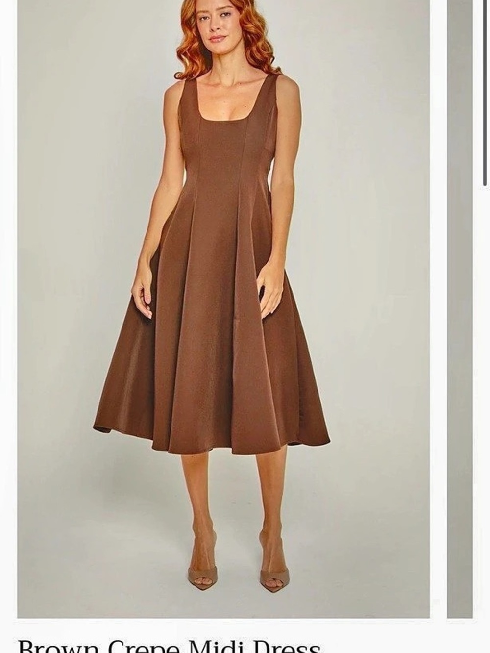 Rare London Brown Crepe Midi Dress